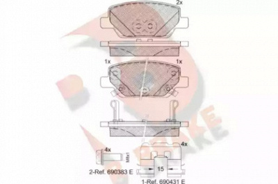 R BRAKE rb2269 -  Комплект тормозных колодок, дисковый тормоз